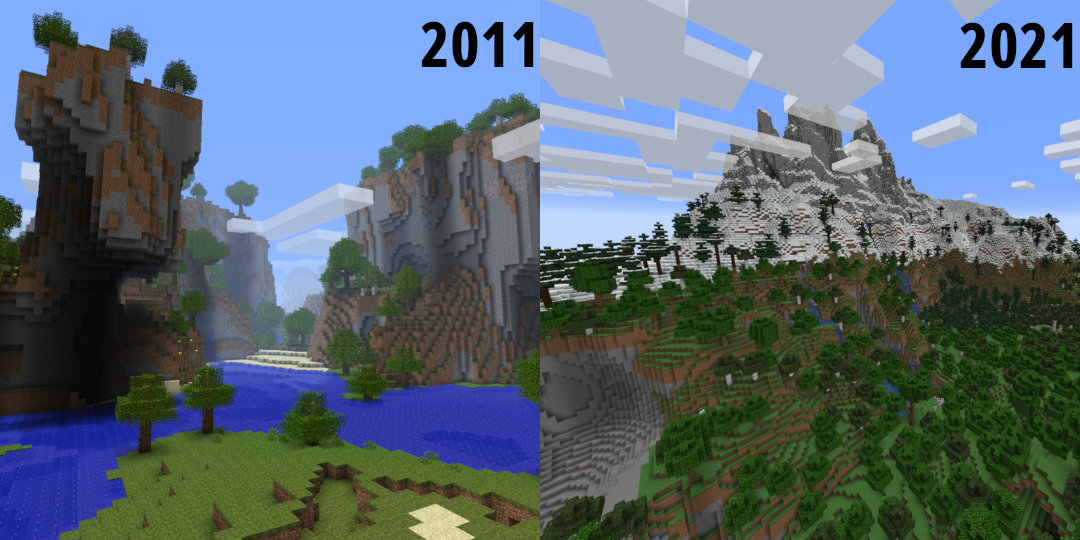 Minecraft: 2011 vs 2021